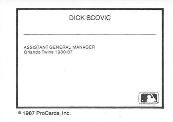 1987 ProCards #NNO Dick Scovic Back