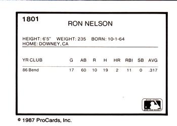1987 ProCards #1801 Ron Nelson Back