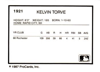 1987 ProCards #1921 Kelvin Torve Back