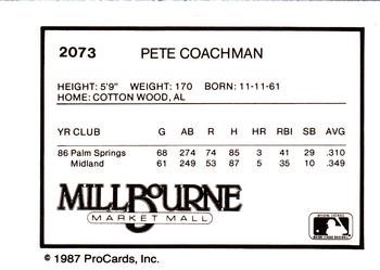 1987 ProCards #2073 Pete Coachman Back