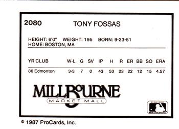 1987 ProCards #2080 Tony Fossas Back