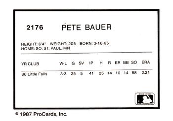 1987 ProCards #2176 Pete Bauer Back