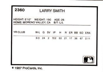 1987 ProCards #2360 Larry Smith Back