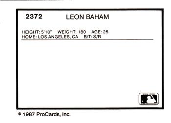 1987 ProCards #2372 Leon Baham Back