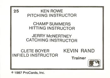 1987 ProCards #25 Clete Boyer / Kevin Rand / Ken Rowe / Jerry McNertney / Champ Summers Back