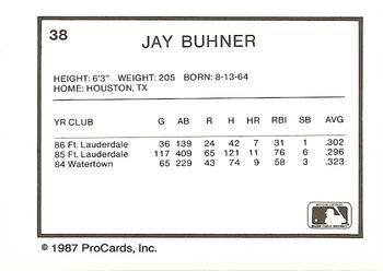 1987 ProCards #38 Jay Buhner Back