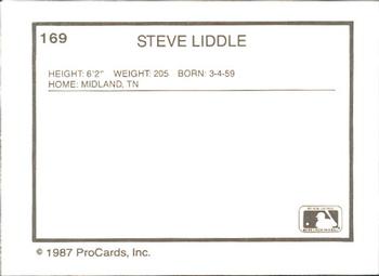 1987 ProCards #169 Steve Liddle Back