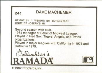 1987 ProCards #241 Dave Machemer Back