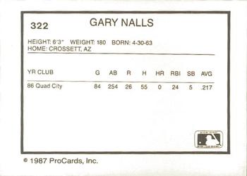 1987 ProCards #322 Gary Nalls Back