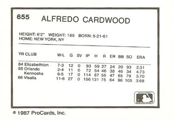 1987 ProCards #655 Alfredo Cardwood Back