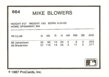 1987 ProCards #664 Mike Blowers Back