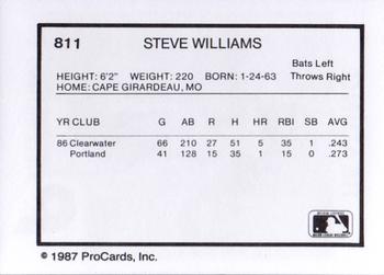 1987 ProCards #811 Steve Williams Back