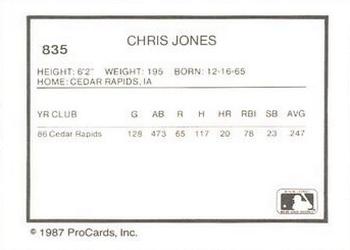 1987 ProCards #835 Chris Jones Back