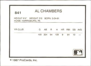 1987 ProCards #841 Al Chambers Back