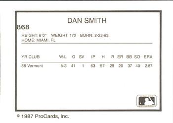 1987 ProCards #868 Danny Smith Back