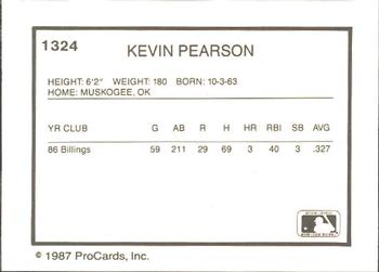 1987 ProCards #1324 Kevin Pearson Back