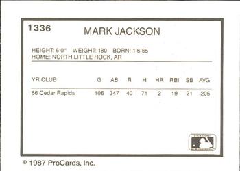 1987 ProCards #1336 Mark Jackson Back
