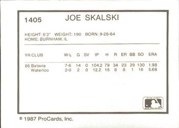 1987 ProCards #1405 Joe Skalski Back