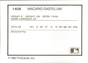 1987 ProCards #1408 Macario Gastelum Back