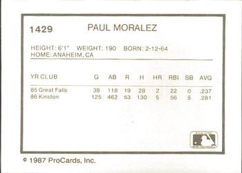 1987 ProCards #1429 Paul Moralez Back