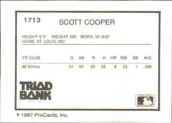 1987 ProCards #1713 Scott Cooper Back