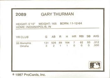 1987 ProCards #2089 Gary Thurman Back