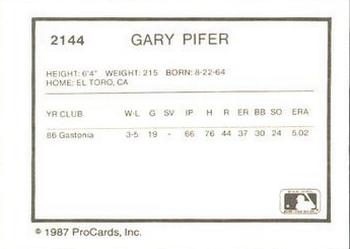 1987 ProCards #2144 Gary Pifer Back