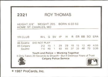 1987 ProCards #2321 Roy Thomas Back