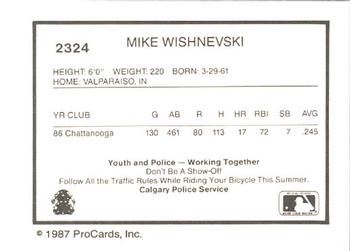 1987 ProCards #2324 Mike Wishnevski Back