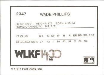 1987 ProCards #2347 Wade Phillips Back