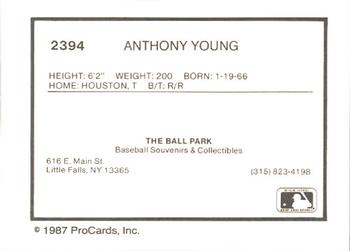 1987 ProCards #2394 Anthony Young Back