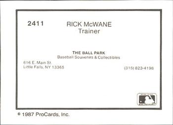 1987 ProCards #2411 Rick McWane Back