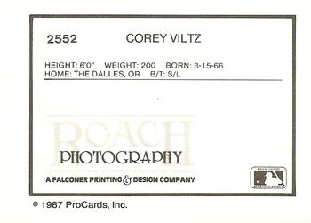 1987 ProCards #2552 Corey Viltz Back