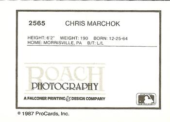 1987 ProCards #2565 Chris Marchok Back