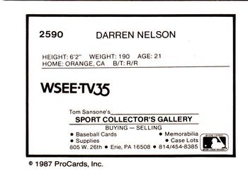 1987 ProCards #2590 Darren Nelson Back