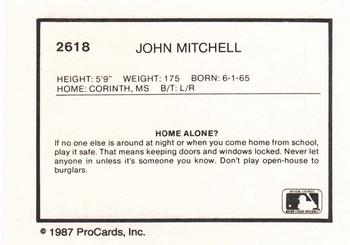 1987 ProCards #2618 John Mitchell Back