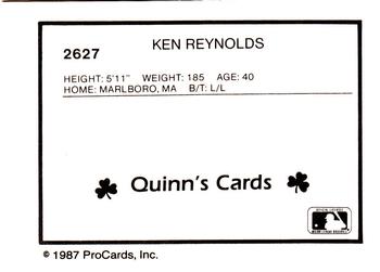 1987 ProCards #2627 Ken Reynolds Back