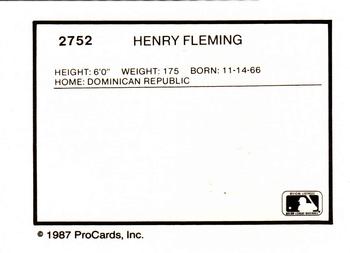 1987 ProCards #2752 Henry Fleming Back