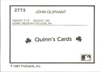 1987 ProCards #2773 John Oliphant Back