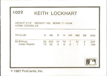 1987 ProCards #1022 Keith Lockhart Back
