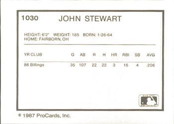 1987 ProCards #1030 John Stewart Back