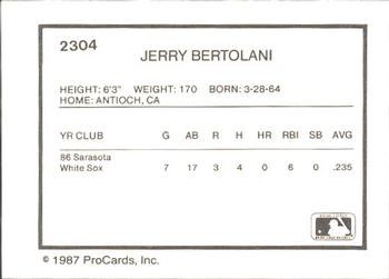 1987 ProCards #2304 Jerry Bertolani Back