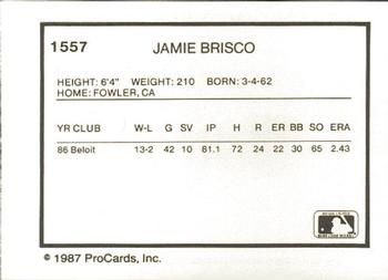 1987 ProCards #1557 Jamie Brisco Back