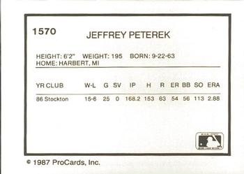 1987 ProCards #1570 Jeff Peterek Back