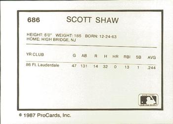 1987 ProCards #686 Scott Shaw Back