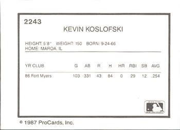 1987 ProCards #2243 Kevin Koslofski Back