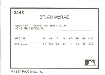 1987 ProCards #2245 Brian McRae Back