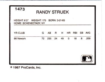 1987 ProCards #1473 Randy Strijek Back