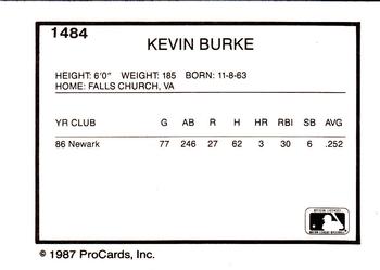 1987 ProCards #1484 Kevin Burke Back