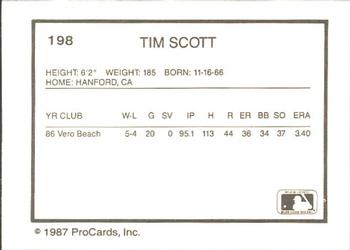1987 ProCards #198 Tim Scott Back
